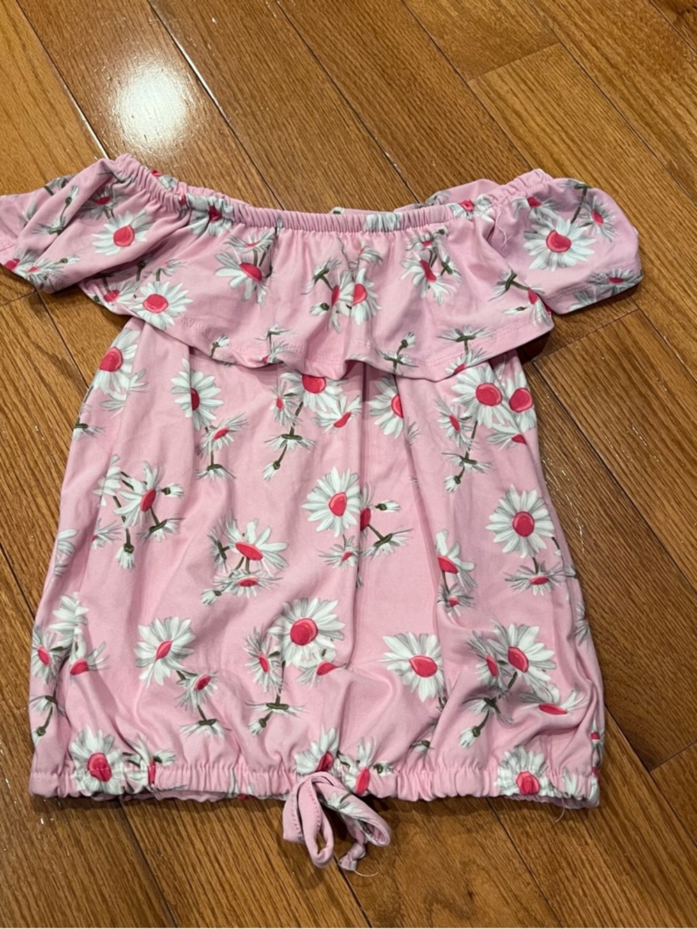 Girls Sweet Butterfly Pink Floral Off-Shoulder Romper Top Size Large 14/16